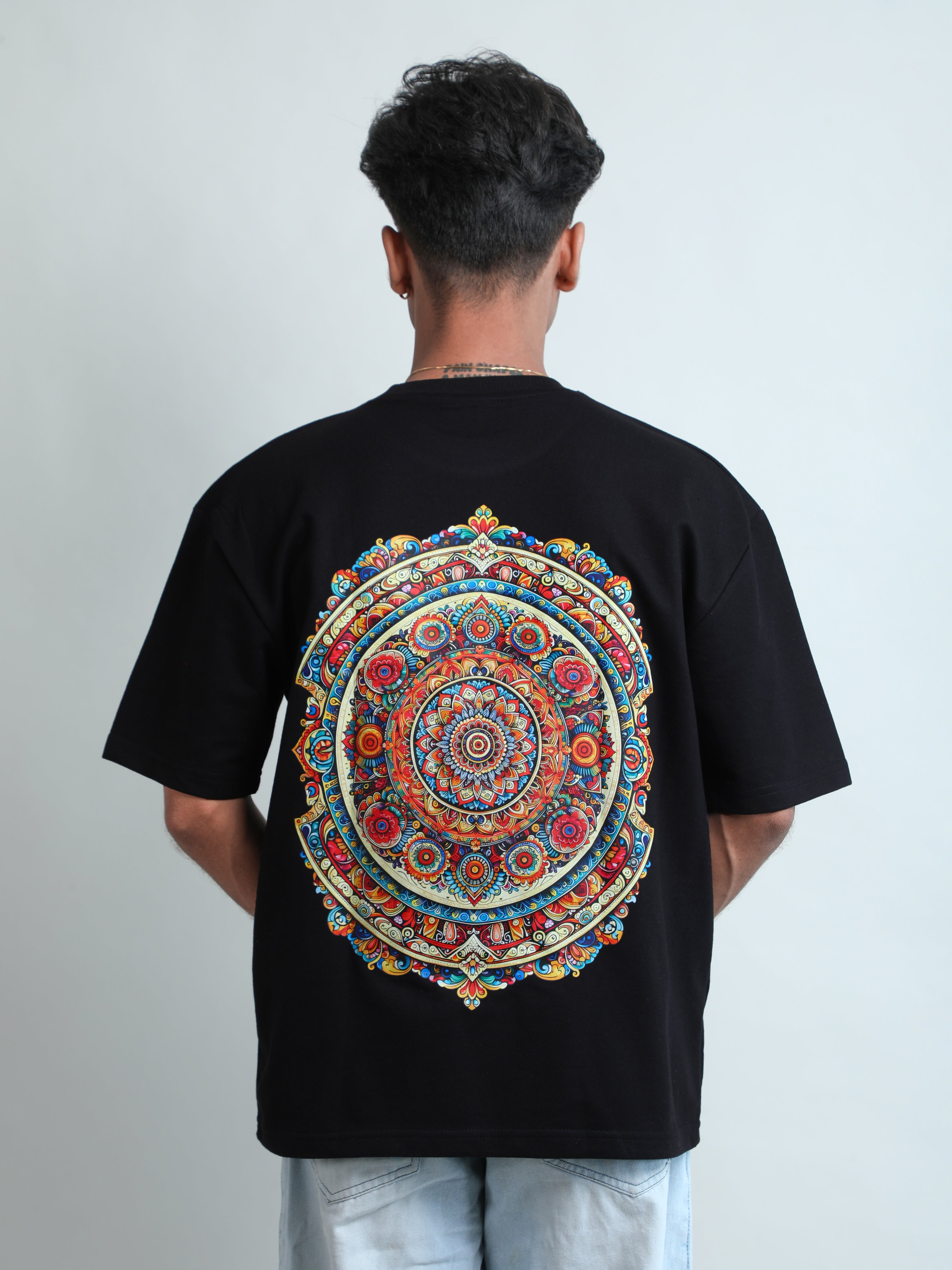 Black stylish unisex tshirts with classic Indian print