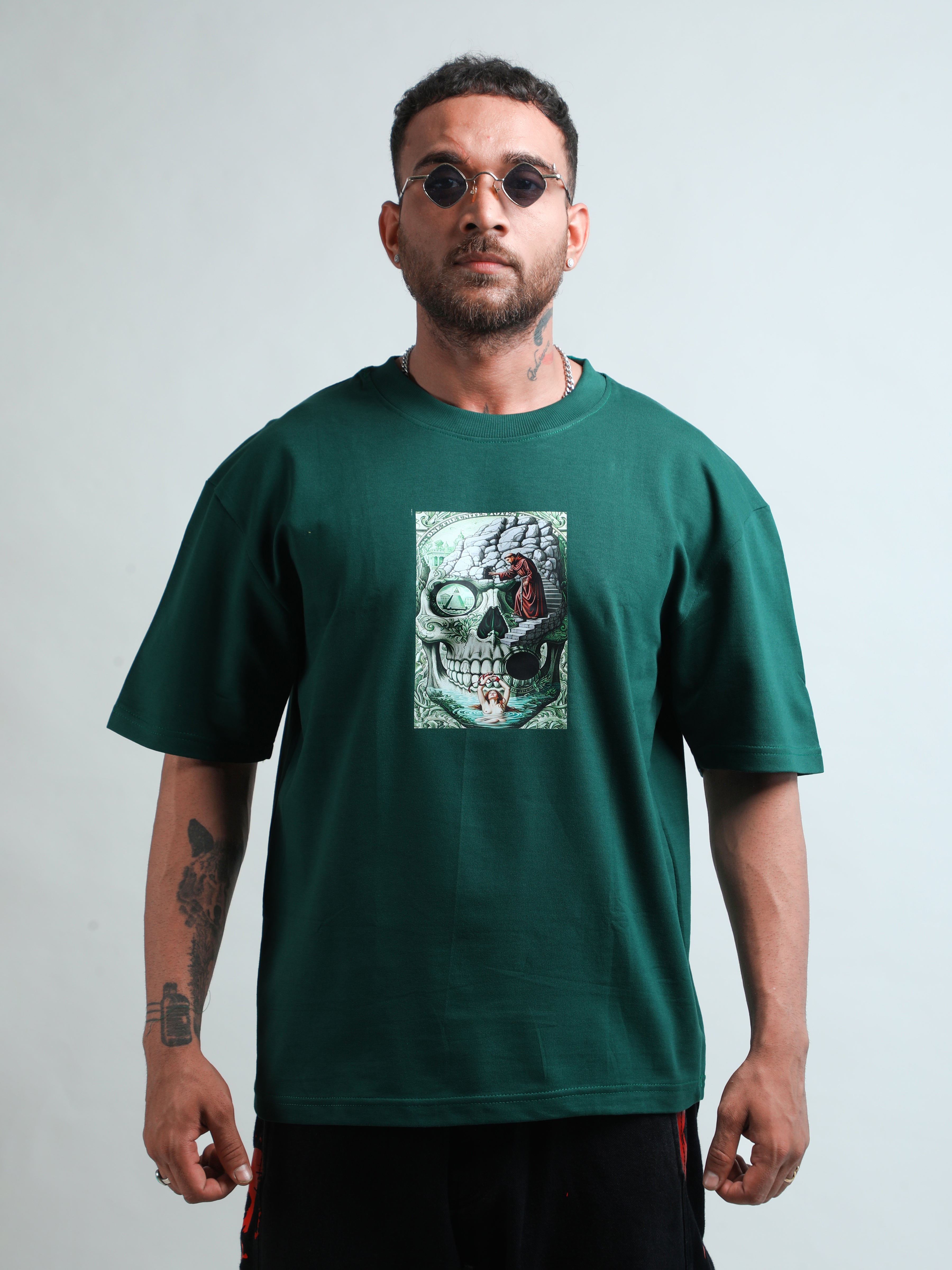 Calm Green colour unisex oversized tshirt