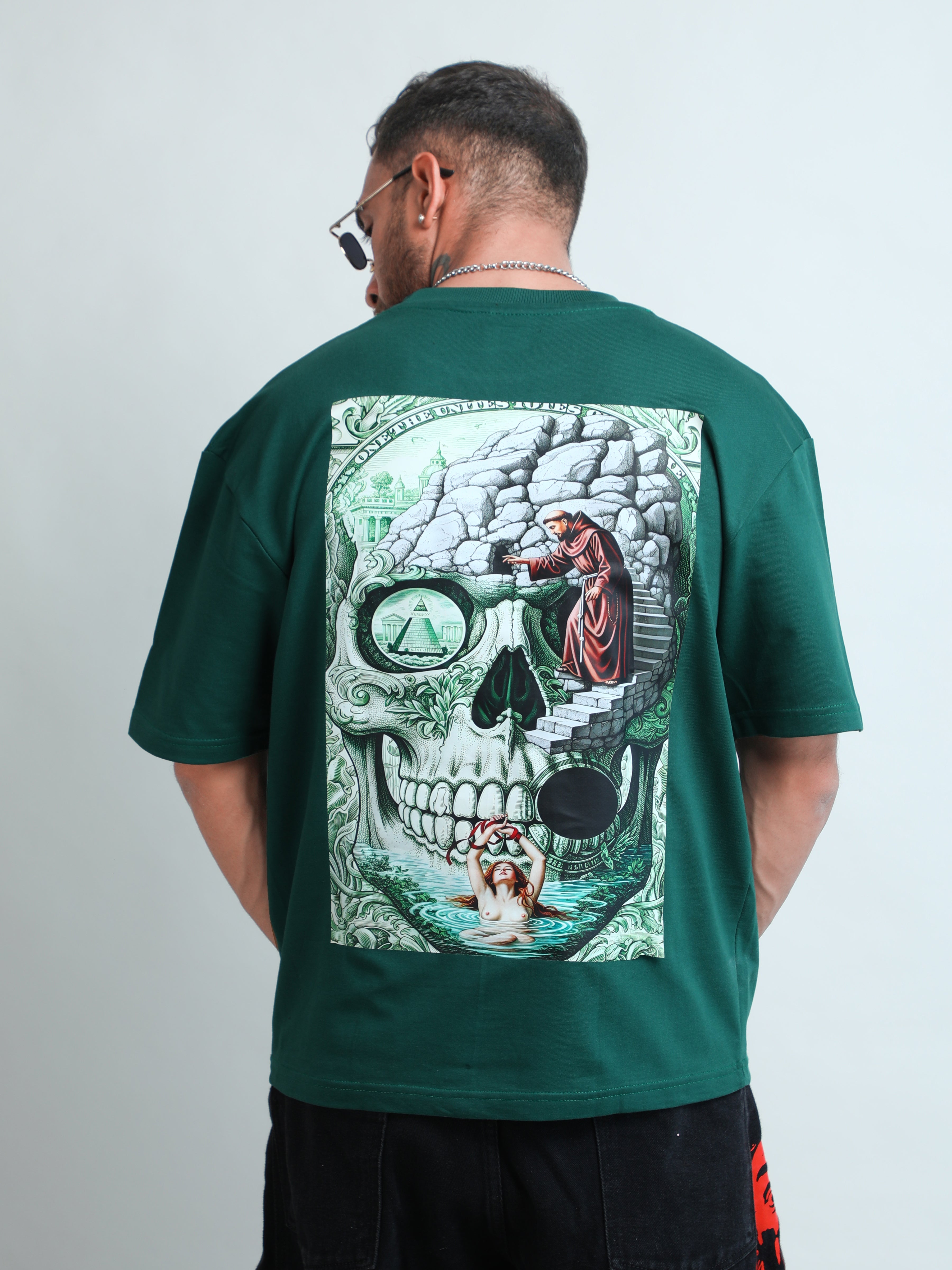 Calm Green colour unisex oversized tshirt