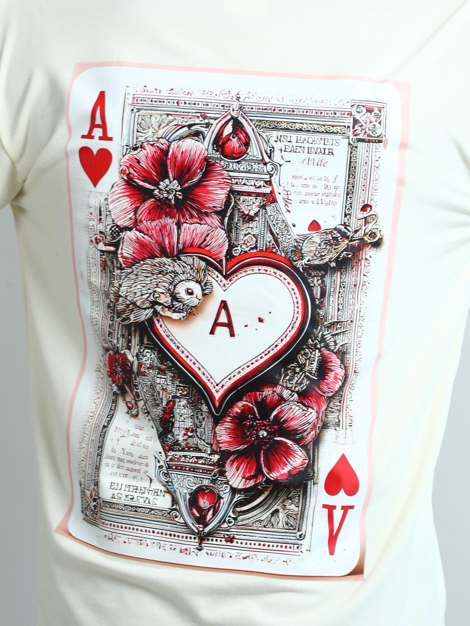 Ace of Hearts Graphic Printed Oversized T-Shirt for Men