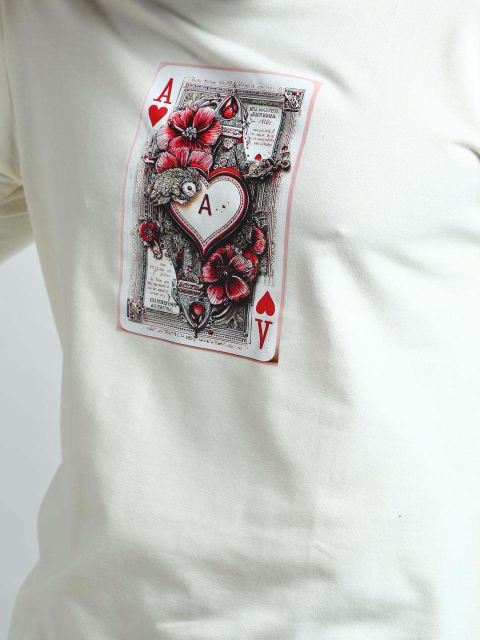Ace of Hearts Graphic Printed Oversized T-Shirt for Men