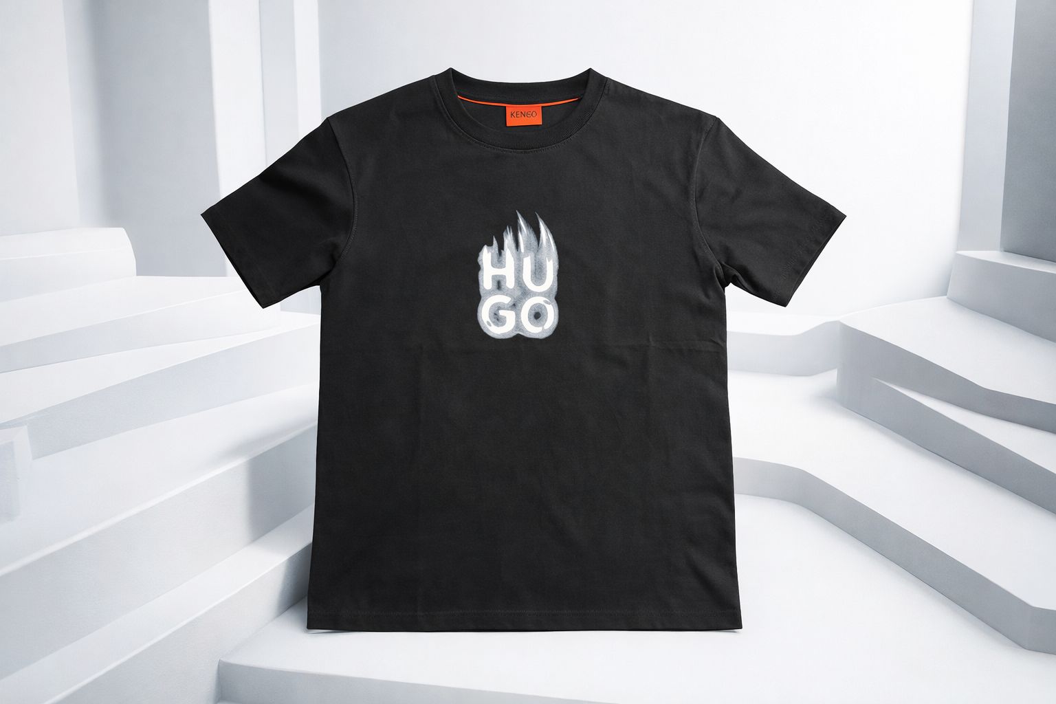 HUGO Flame Graphic Black T-Shirt (Premium Streetwear Fit)