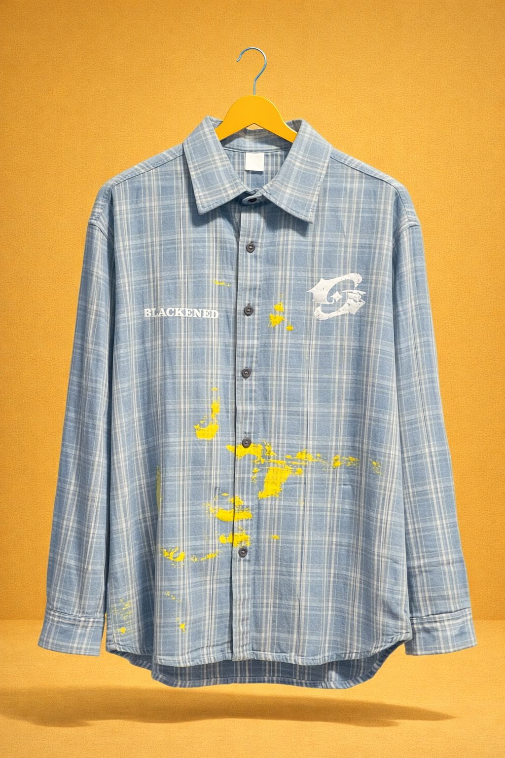 Urban Style Sky Blue Denim Shirt with Graphic Back Print