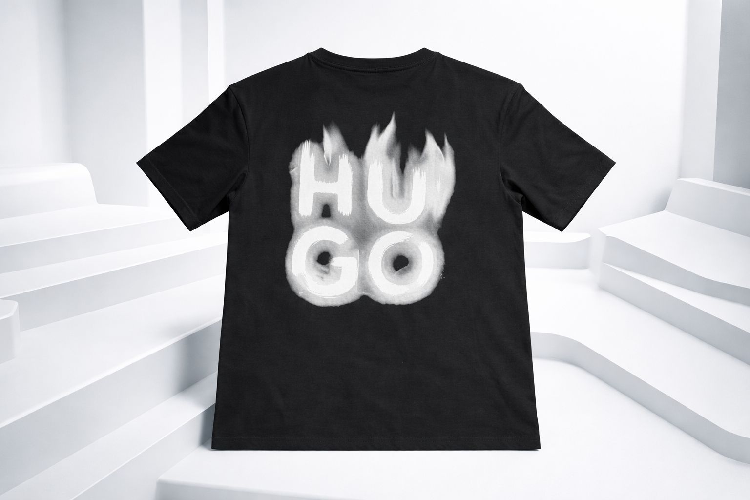 HUGO Flame Graphic Black T-Shirt (Premium Streetwear Fit)