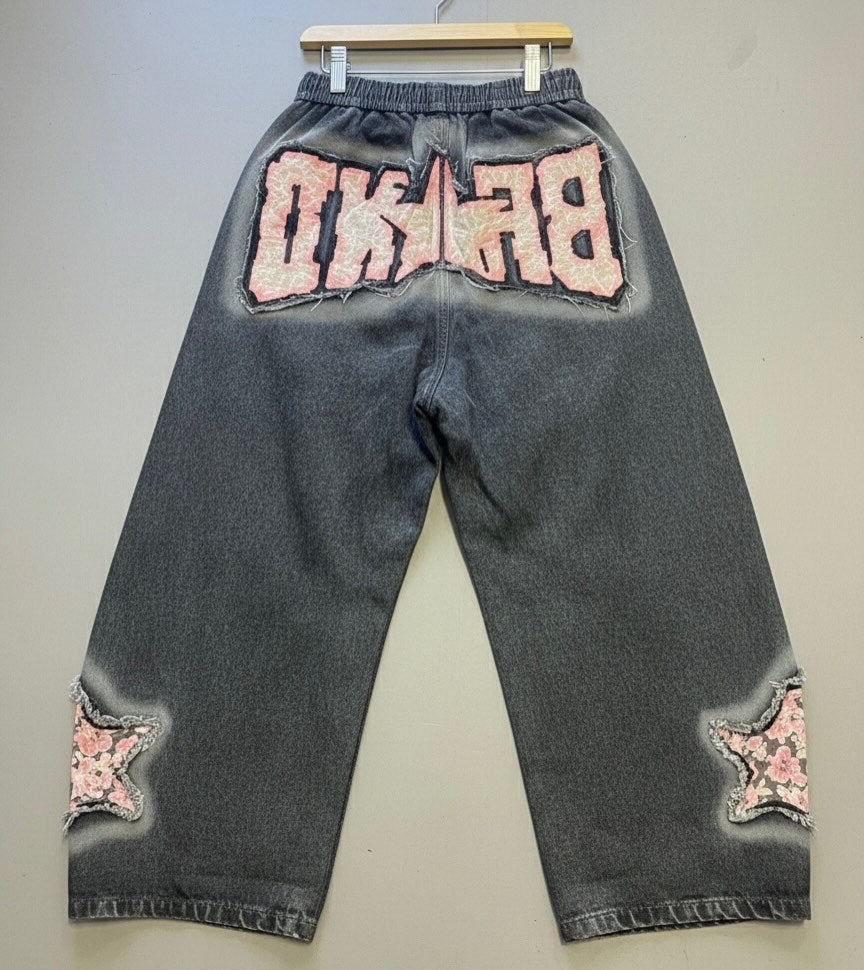 Men’s Star Patch Denim Jeans – Trendy Street Style Fit