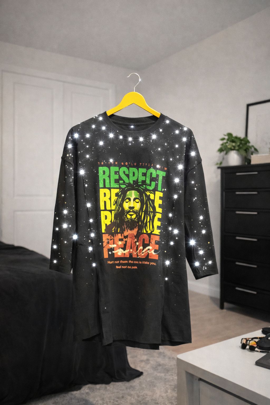 Black Sparkle Print Crew Neck T-Shirt – Urban Style